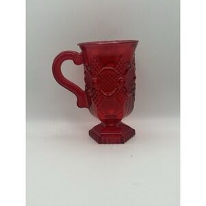 Vintage AVON Cape Cod 1970's Ruby Red Pedestal Cup Glass Mug